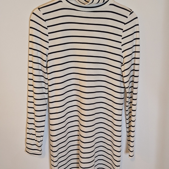Vineyard Vines Simple White and Navy Striped Turtleneck Dress - Picture 3 of 9